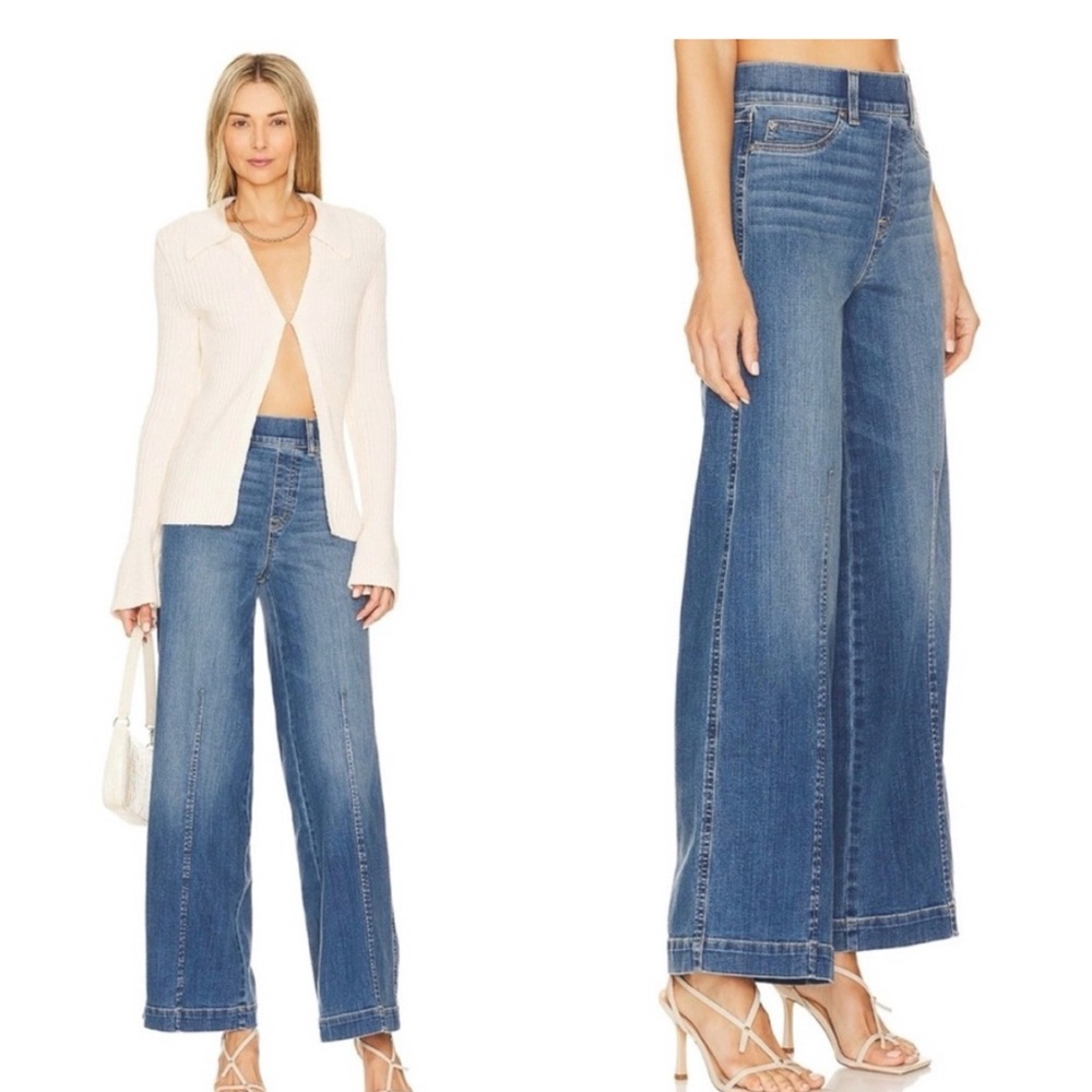 SPANX Flattery Stomach Flattening Flare Wide-Leg Fashion Plus Size Jeans EUC